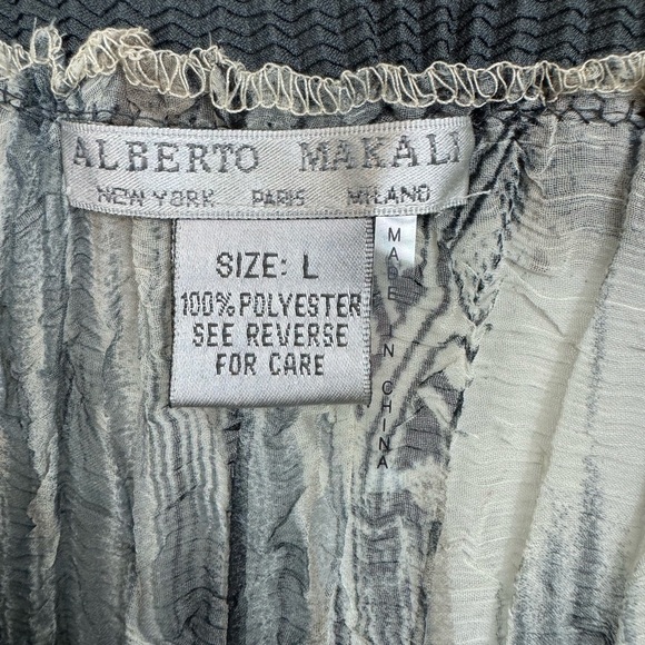 Alberto Makali Size Large Art-to-Wear Crinkle Blouse Shirt Top Animal Print Y2K - Picture 6 of 9